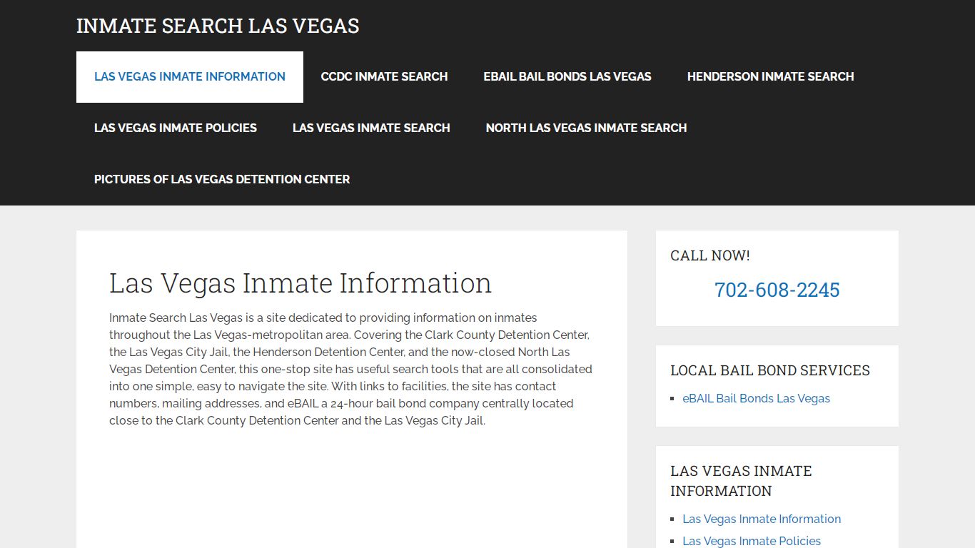 Las Vegas Inmate Information - Inmate Search Las Vegas